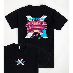 T-shirt Straw Doctor con design a fiori di ciliegio neri, abbigliamento unisex - Product Image 1