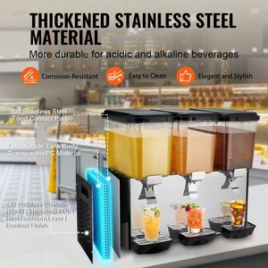 Distributeur commercial de boissons 18L X 3 réservoirs Distributeur de boissons froides et glacées Commercial - Product Image 4