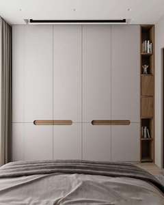 Armoire intégrée beige moderne avec poignées dorées, design de meuble de rangement de luxe pour couloir, pour un intérieur élégant. - Product Image 3