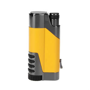 Encendedor electrónico recargable de Metal a prueba de viento, encendedor de cigarros de Gas butano con cortador de cigarros, logotipo personalizado - Product Image 1