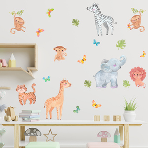 Adesivi <span class=keywords><strong>murali</strong></span> scimmia cartone animato creativo <span class=keywords><strong>foresta</strong></span> giungla carta da parati camera da letto per bambini decalcomania decorativa TV autoadesiva sfondo murale - Product Image 4