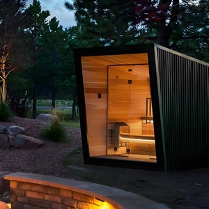 Sauna Combinata di Lusso per Più Persone, in Legno di Hemlock Massiccio, Riscaldamento Elettrico 6KW, Vapore Umido per Uso Interno ed Esterno - Product Image 5