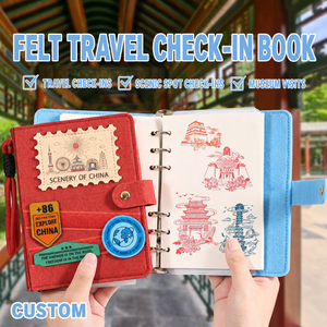 Libro per Collezione di Timbri da Viaggio, Diario in Feltro Vuoto, Mappa Turistica, Registro di Viaggio, Diario a Fogli Mobili, Scrapbook Estetico, Quaderno dei Ricordi - Product Image 2