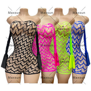 Maxsun all'ingrosso personalizzato maglia rete a rete un pezzo Bodysuit <span class=keywords><strong>Sexy</strong></span> Dancewear Rave Costume Performance Wear strass abiti MS141 - Product Image 4
