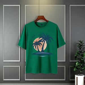 Camiseta de punto con cuello redondo y poliéster 100% para hombre al por mayor, camiseta de manga corta con estampado digital de 180 gramos de estilo vintage para gimnasio - Product Image 6