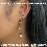 15 paires de boucles d'oreilles pendantes personnalisées style bohème, perles minuscules, pierres naturelles, perles d'eau douce, double face, en acier inoxydable, vente en gros pour cadeau
