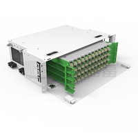 Kotak Distribusi Serat Optik 144-Core SM G657A1 ODF dengan Konektor SC, Kompatibel OM3, POE, GPRS, Rak Modular, untuk Pusat Data Telekomunikasi (Cold)