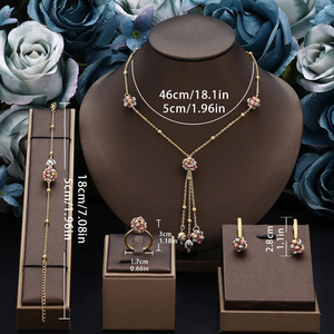 Set di gioielli da sposa 4 pz alla moda da sposa per donna set di gioielli da sposa dorati accessori S-0112 - Product Image 6