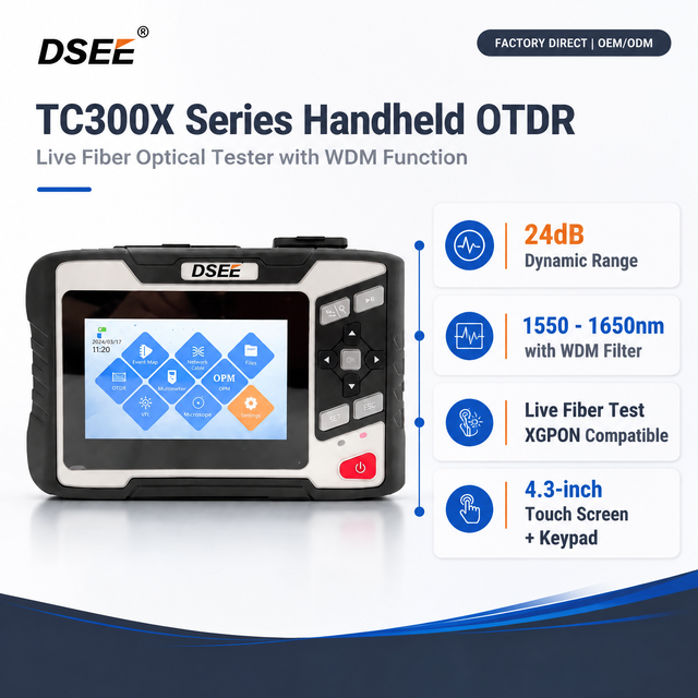 DESS TC300X Live Fiber OTDR with FC Connector 1310/1550/1625/1650nm Filter VFL/OPM for FTTH PON Network Maintenance