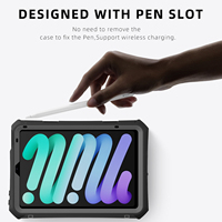 Sarung antiair untuk iPad Mini 7 Mini 6 8.3 inci, pelindung seluruh badan dengan tali tempat pensil tahan guncangan sarung Tablet