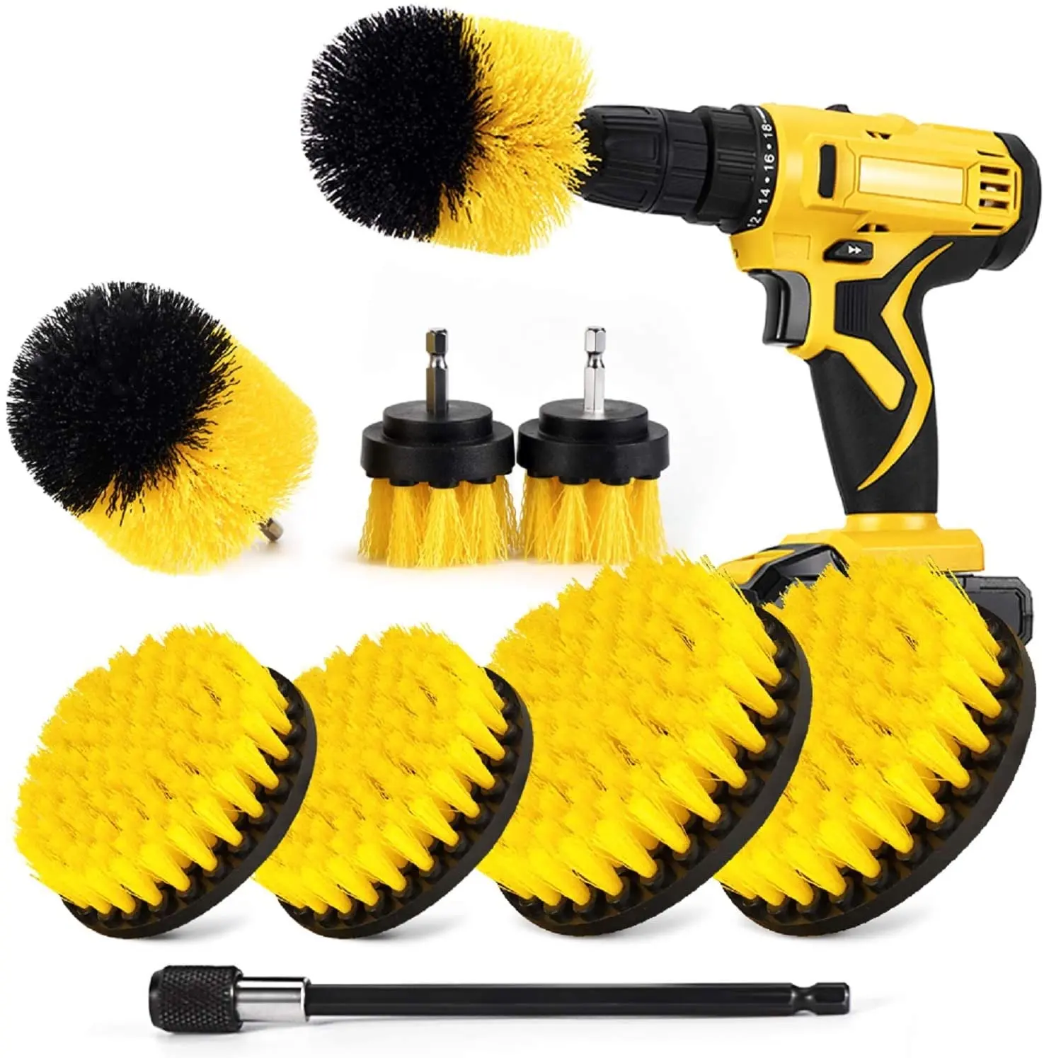 9 Pcs China Factory Drill Cleaning Brush Power Scrubber Electric Set For Car/Bathroom/Floor/Toliet