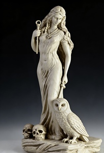 Nouvelles statues d'art personnalisées, <span class=keywords><strong>mythologie</strong></span> grecque antique, déesse Hécate, sorcière magique dorée, sculpture en résine peinte à la main - Product Image 4