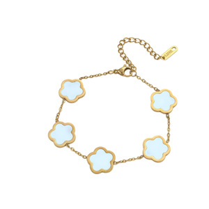Pulsera de Flor de Cinco Pétalos de Nácar al por Mayor para Mujer, de Acero Inoxidable, Dulce, Elegante, Joyería de Moda, Regalo - Product Image 5