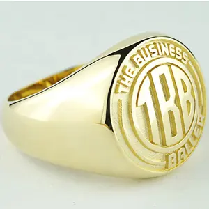 工厂价格个性化18k镀金运动锦标赛戒指定制商标设计戒指男士