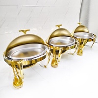 Gold Luxus Hotel Restaurant Buffet Speisenwärmer Chafing Dish mit Dampfheizung für Hochzeitsbankett Catering