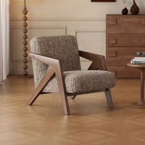 Poltrona Richard in Legno Massello Stile Europeo Poltrona Singola Moderna <span class=keywords><strong>per</strong></span> Arredamento Casa Sedie <span class=keywords><strong>per</strong></span> Soggiorno - Product Image 1