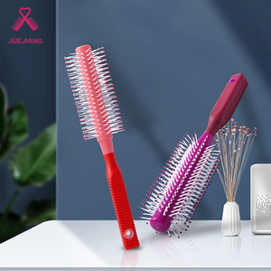 Cepillo de pelo ligero superredondo, barril de plástico <span class=keywords><strong>con</strong></span> cerdas de nailon <span class=keywords><strong>con</strong></span> Mango antideslizante, peine de cepillo de pelo voluminizado pequeño - Product Image 4