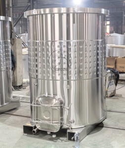 Cuve de fermentation de <span class=keywords><strong>vin</strong></span> rouge en acier inoxydable SUS304 de 2500L avec enveloppe à fossettes et fentes pour chariot élévateur, ouverture supérieure, vente directe usine - Product Image 3