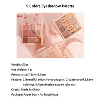 Emballage en plastique miroitant mat paillettes multicolore cosmétique étanche longue durée 9 couleurs palette de fard à paupières