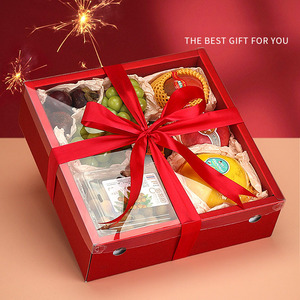 IMEE Square - Caja de Regalo para Frutas y Flores de 15 Pulgadas, Color Rojo, Rosa y Negro, Caja para Fresas con Tapa Transparente para Fiestas Navideñas - Product Image 2