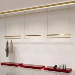 High Quality Pretty Garment Stand Metal Clothes Hanging Rail Led Light Ceiling Mounted Clothing Display Rack For Boutique Shop