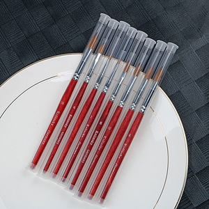 Pinceau à ongles Kolinsky, manche en bois rouge, virole sertie, taille 2-18, pinceau pour gel acrylique pour manucure - Product Image 4