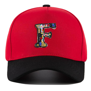 Casquette de baseball unisexe en polyester/coton, nouveau design, 26 lettres, logo personnalisé, rouge intense, visière courbée, résistante à la décoloration, style urbain - Product Image 2