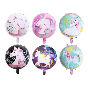 2019 New Deign 18 pollici forma rotonda unicorno palloncino cartone animato giocattoli per bambini Baby Shower compleanno festa di nozze decorazione palloncini