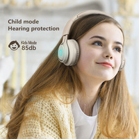 Headphone nirkabel BT06C anak, headset nirkabel lucu dengan mikrofon lampu LED, Pelindung pendengaran