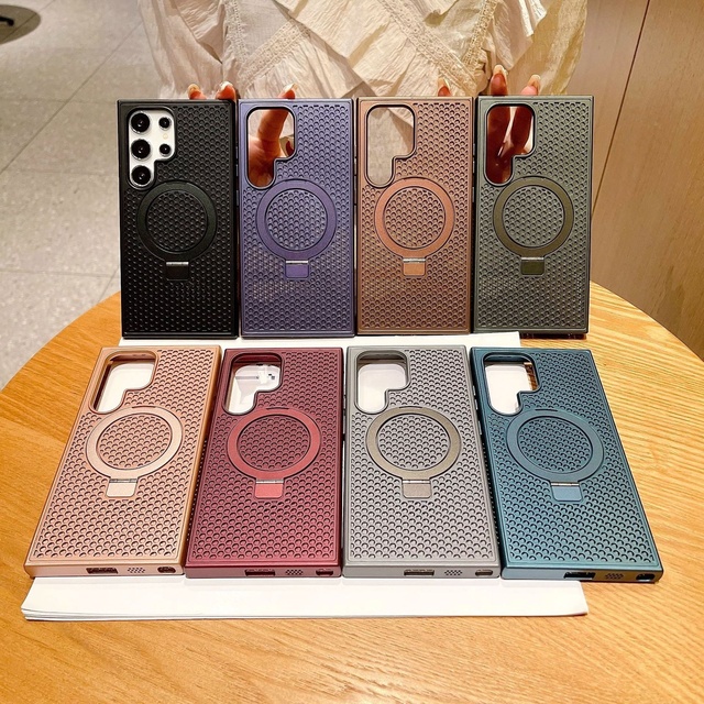 Ice Cooling Mobile Phone Case for S25 Ultra/S24+ Honeycomb Heat Dissipation Magnetic Stand PC Material Protective Cover
