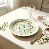 Assiette ronde décorative à motif végétal de 7,5 pouces