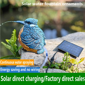 नए सौर जल फव्वारे पक्षी प्रतिमा राल पशु उद्यान के लिए अलंकृत आभूषण - Product Image 2