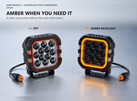 Projecteur de travail LED 60W, carré 4,44 pouces, éclairage extérieur automobile, faisceau spot blanc ambre, IP67, 10-30V DC, 4091lm, camion, SUV, tout-terrain