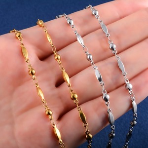 Collier chaîne maillons épis en acier inoxydable de 3,3 mm de large pour femmes et hommes, couleur or/argent, accessoires de fabrication de bijoux en métal pour le cou - Product Image 5