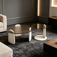 Table basse en verre trempé, mobilier de salon, nouveau style nordique, marron clair, luxe italien, minimaliste, durable, en promotion