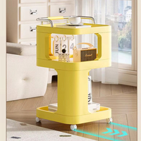 Chariot utilitaire multifonctionnel moderne à double niveau en plastique PP+ABS, unité de rangement mobile écologique pour salon