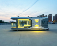Maison Capsule A5 28 m² Préfabriquée, Maison Mobile Intelligente, Kit de Maison Préfabriquée avec Vitrage à 270 Degrés pour Villa
