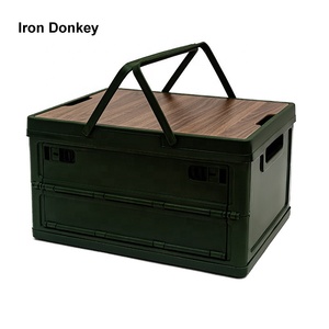 IRONDONKEY Équipement de camping Rangement pliant Comptoir en bois Panier en plastique Boîte de rangement pliante - Product Image 5