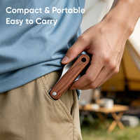 Couverts pliables jetables en acier inoxydable avec manche en bois, portables pour le camping, le barbecue et les pique-niques, ensemble de cuillères-fourchettes