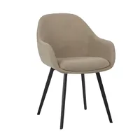 Chaise de salle à manger en velours côtelé kaki clair |   Fauteuil moderne de style seau avec pieds en métal noir