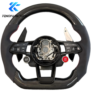 Volant de voiture personnalisé en cuir et fibre de carbone pour <span class=keywords><strong>Audi</strong></span> A3 A4 A6 Q5 B9 A5 SQ5 Q7 Q8 C8 A7 <span class=keywords><strong>RS6</strong></span> C8 RS7 RSQ8 RSQ3 <span class=keywords><strong>R</strong></span> S Line RS - Product Image 2