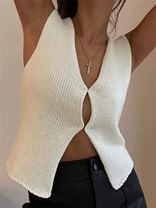 Women Crochet Y2k Knit V Neck <strong>Vest</strong> <strong>Top</strong> Knitted Bustier <strong>Neon</strong> Tank Bandeau Crop <strong>Top</strong> - Product Image 2