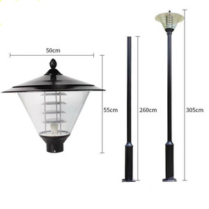 Lampadaire de jardin extérieur en laiton avec abat-jour en verre IP54 AC 220V Lumière LED 305cm de hauteur Détecteur de mouvement Blanc chaud Garantie 10 ans - Product Image 1