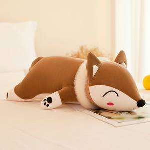Animaux en peluche renard avec écharpe en peluche, 1 pièce, prix d'usine, jouet en peluche, renard souriant avec Expression faciale, oreiller pour literie d'hiver - Product Image 1