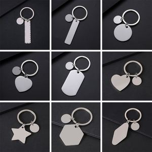 Llavero de acero inoxidable personalizado con rombo en blanco y pieza redonda, ¡Oferta de locura! - Product Image 5
