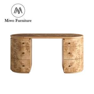 Meubles de luxe modernes pour bureaux à domicile Burl Wooden Boss Executive Computer Reception Study Writers With Drawers Marble Top - Product Image 1