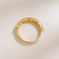 Bague empilable au design unique et tendance avec diamant de laboratoire rond, plaqué or jaune 18 carats, sertie en canal, style éternité, pour femme, haute joaillerie