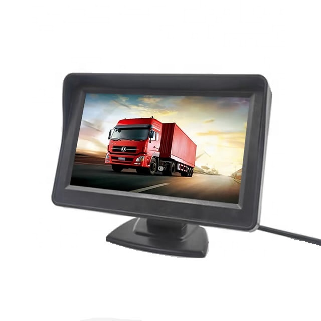 Mini Desktop Monitor 4.3 Inch TFT-LCD Display Car Screen 2 AV Video Input Rear View System Reverse Image 9V-35V Wide Voltage