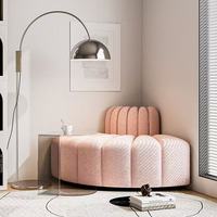 Sofa Seksional Kain Teddy Lengkung yang Dapat Disesuaikan, Sofa Penerima Tamu Terkenal di Internet untuk Aula Komersial & Salon Kecantikan