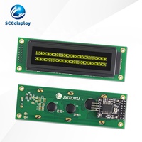 LCD Karakter Rusia JXD2002A-IIC VA Antarmuka Negatif Kuning IIC/I2C dengan Lampu Latar 20*2 Modul Tampilan LCM Dot Matrix